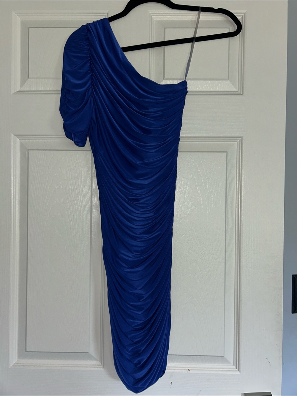 One-Shoulder Ruched Cocktail Dress - Royal Blue